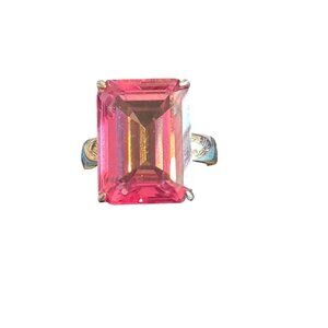 Vintage Sterling Silver Pink Topaz Ring Faceted Stone Size 6 Estate 8.56g